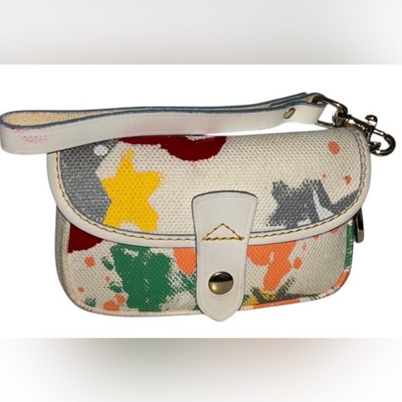 Dooney & Bourke Handbags - Dooney & Bourke Duck Charm Mini Wristlet Canvas Leather Trim Snap Flap